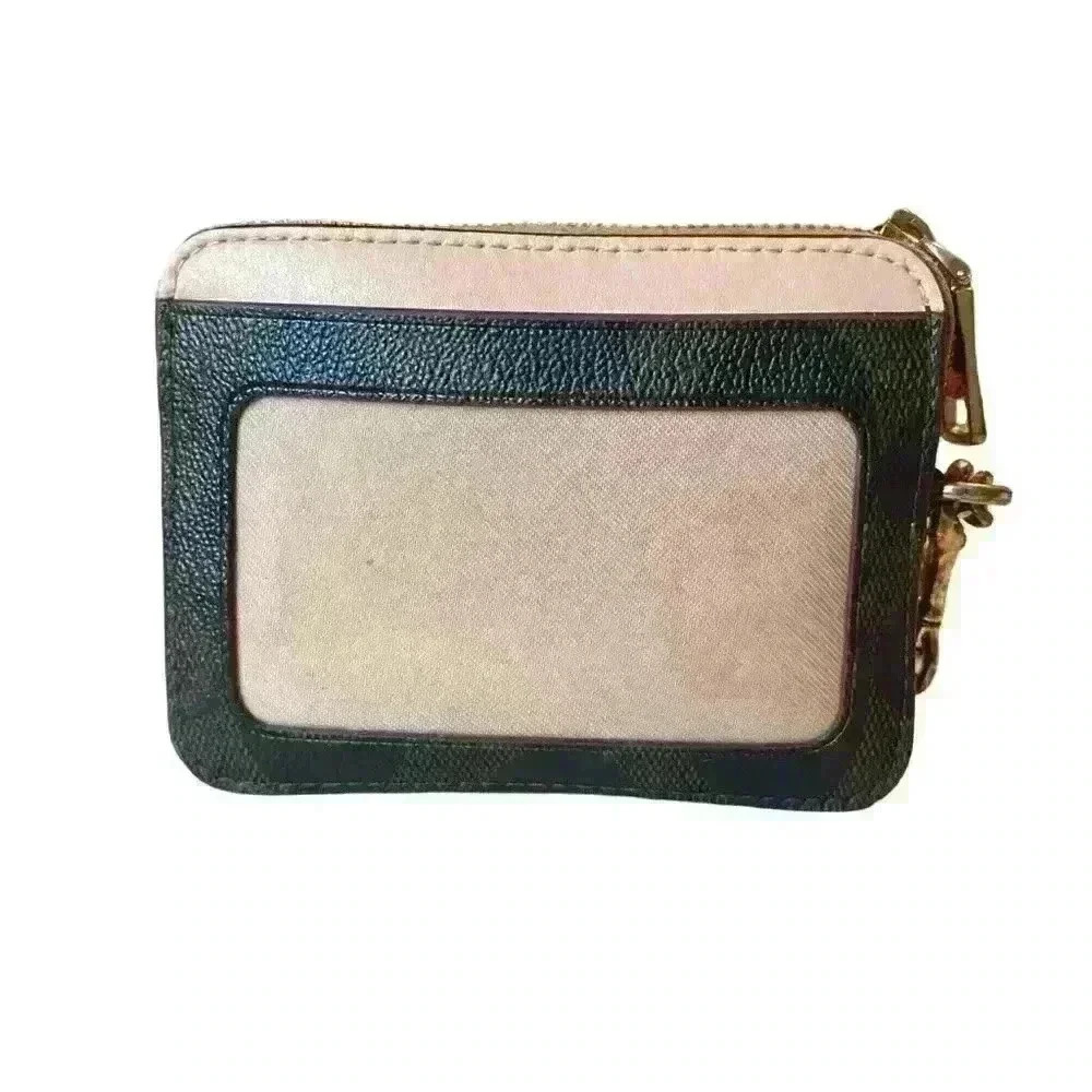 COACH Signature Zip Card Case in Mahogany/Shell Pink 3”X4” - Picture 3 of 8